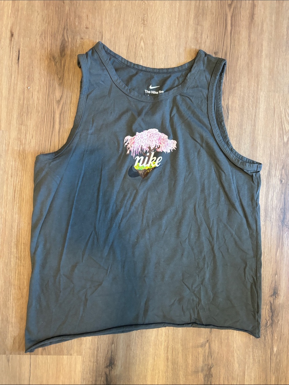 Nike Black Tank with Pink Floral Logo